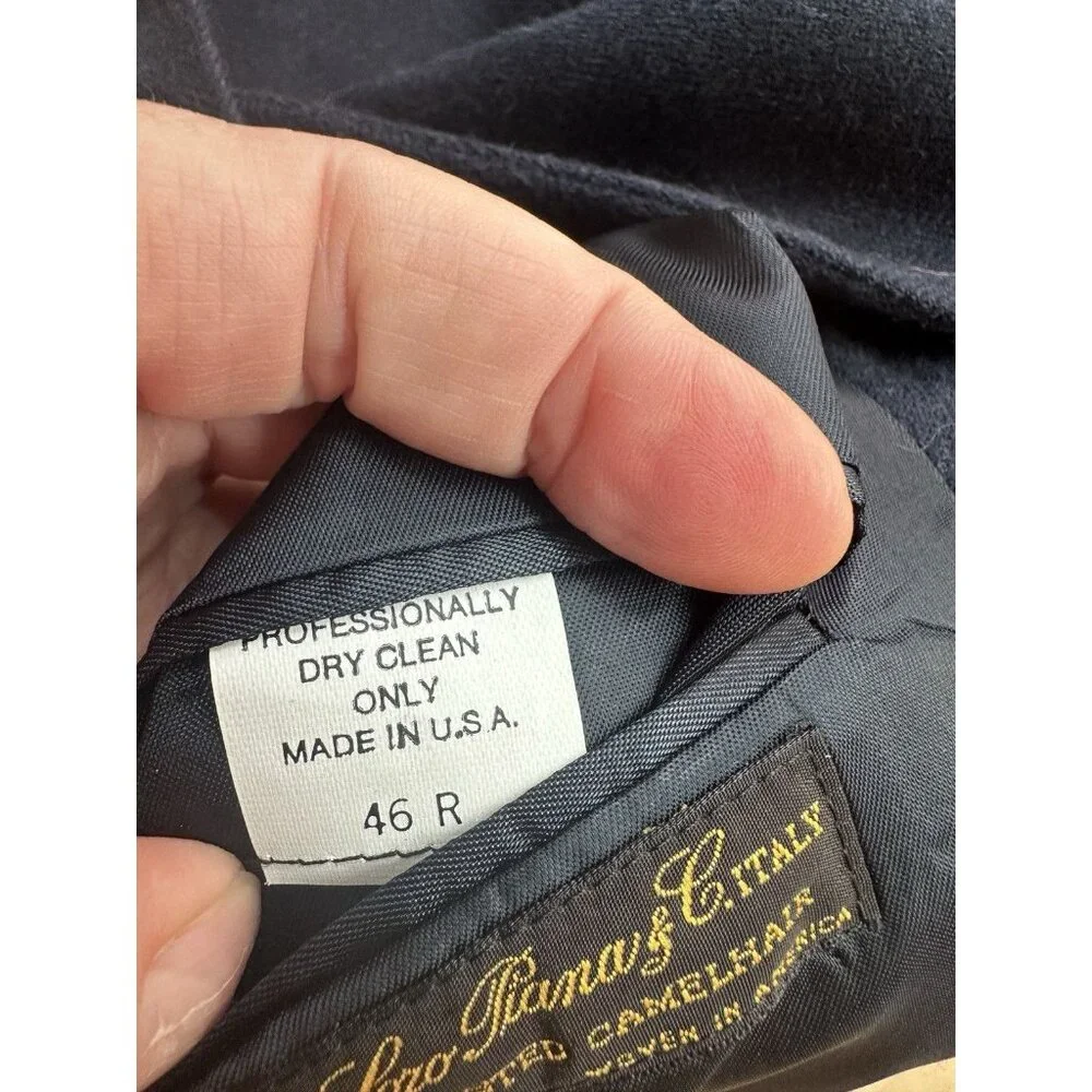 LORO PIANA NORDSTROM Navy Blue 100% Worsted‎ Camel Hair 2 Button Blazer Sz 46R